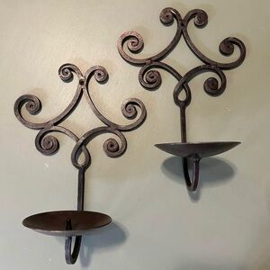 Pair of 2 Black Iron Wall Sconces